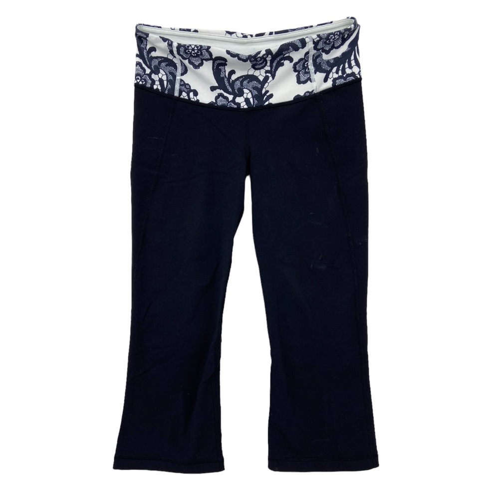 LULULEMON Crop Leggings Pants Black White Stretch